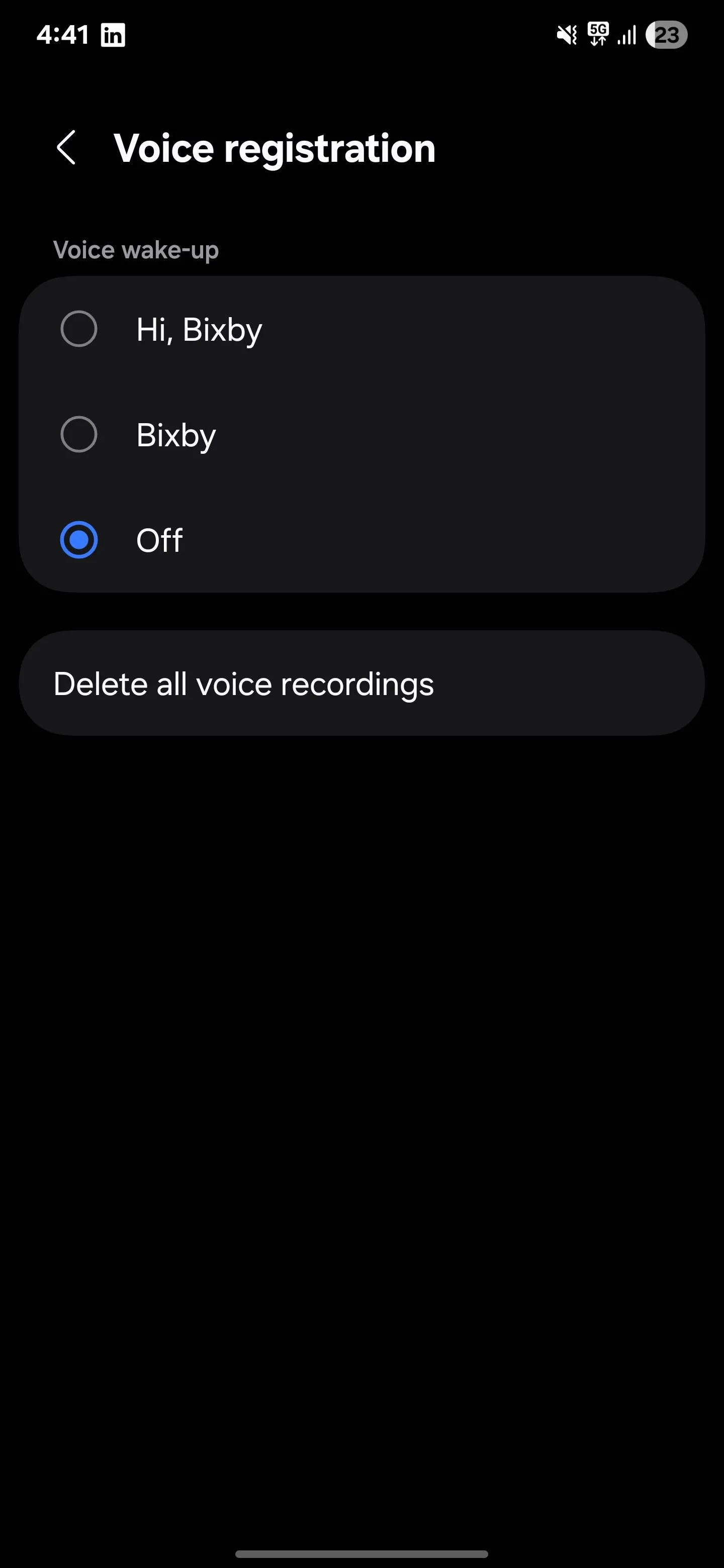 Tắt tùy chọn đánh thức bằng giọng nói của Bixby
