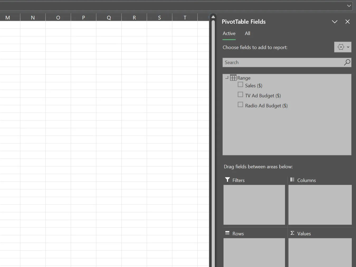 Thanh công cụ báo cáo PivotTable trong Excel