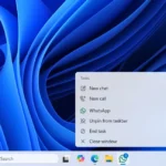 Thanh tác vụ Windows 11 hiển thị tùy chọn kết thúc tác vụ (End task) cho ứng dụng WhatsApp