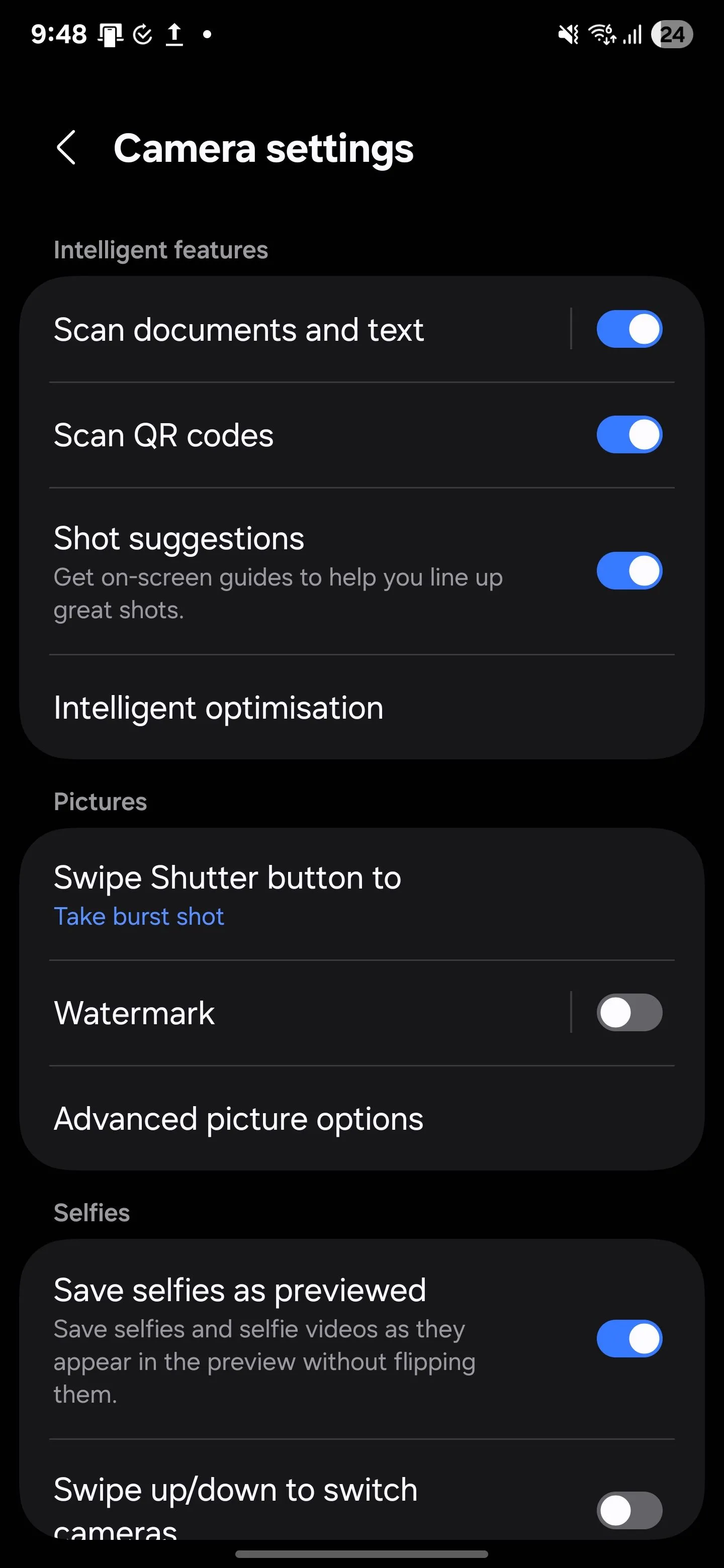 Thay đổi chức năng nút chụp ảnh trong cài đặt camera Samsung để tạo ảnh GIF