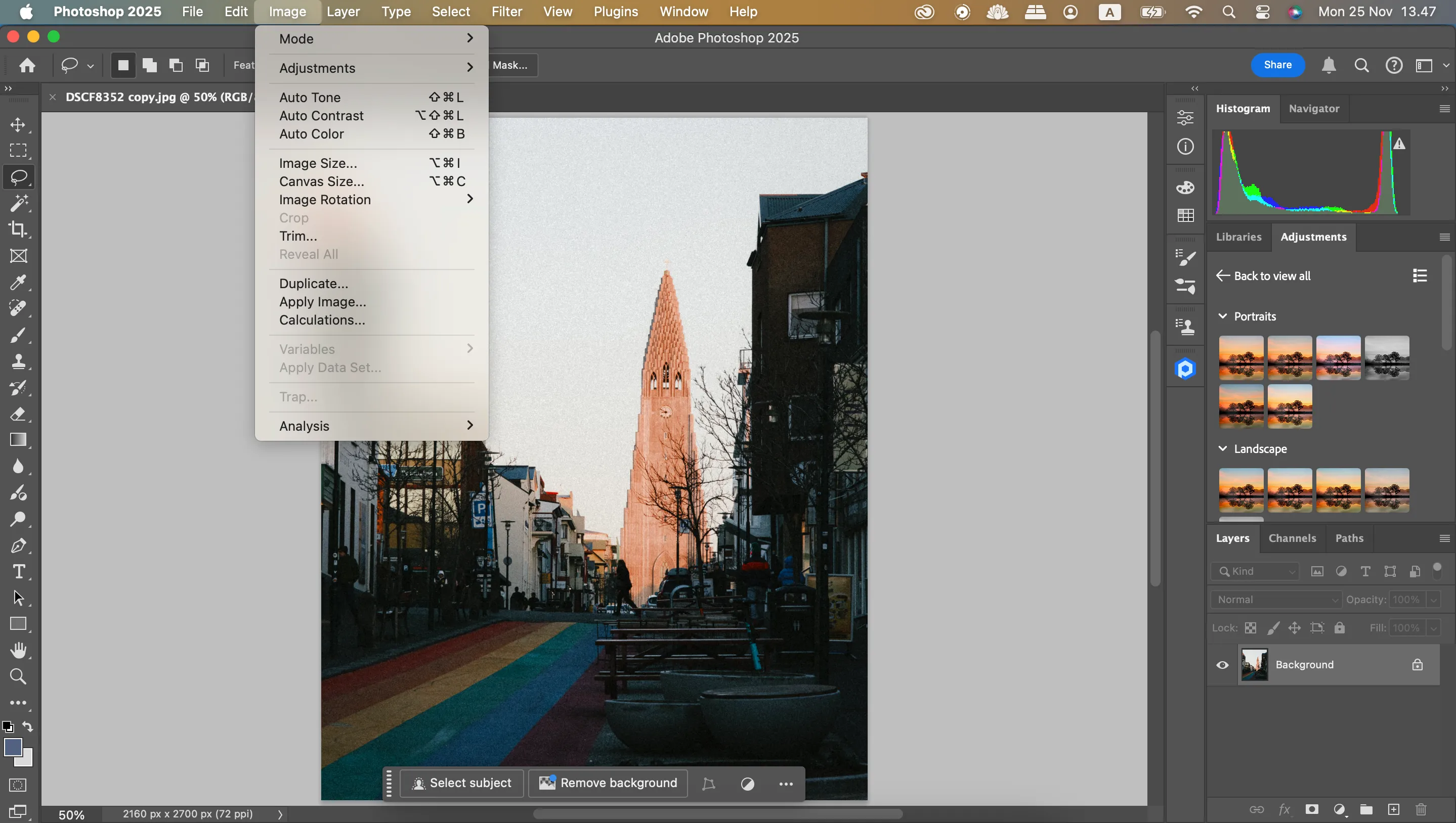 Thay đổi kích thước hình ảnh trong Photoshop thông qua tùy chọn Image Size