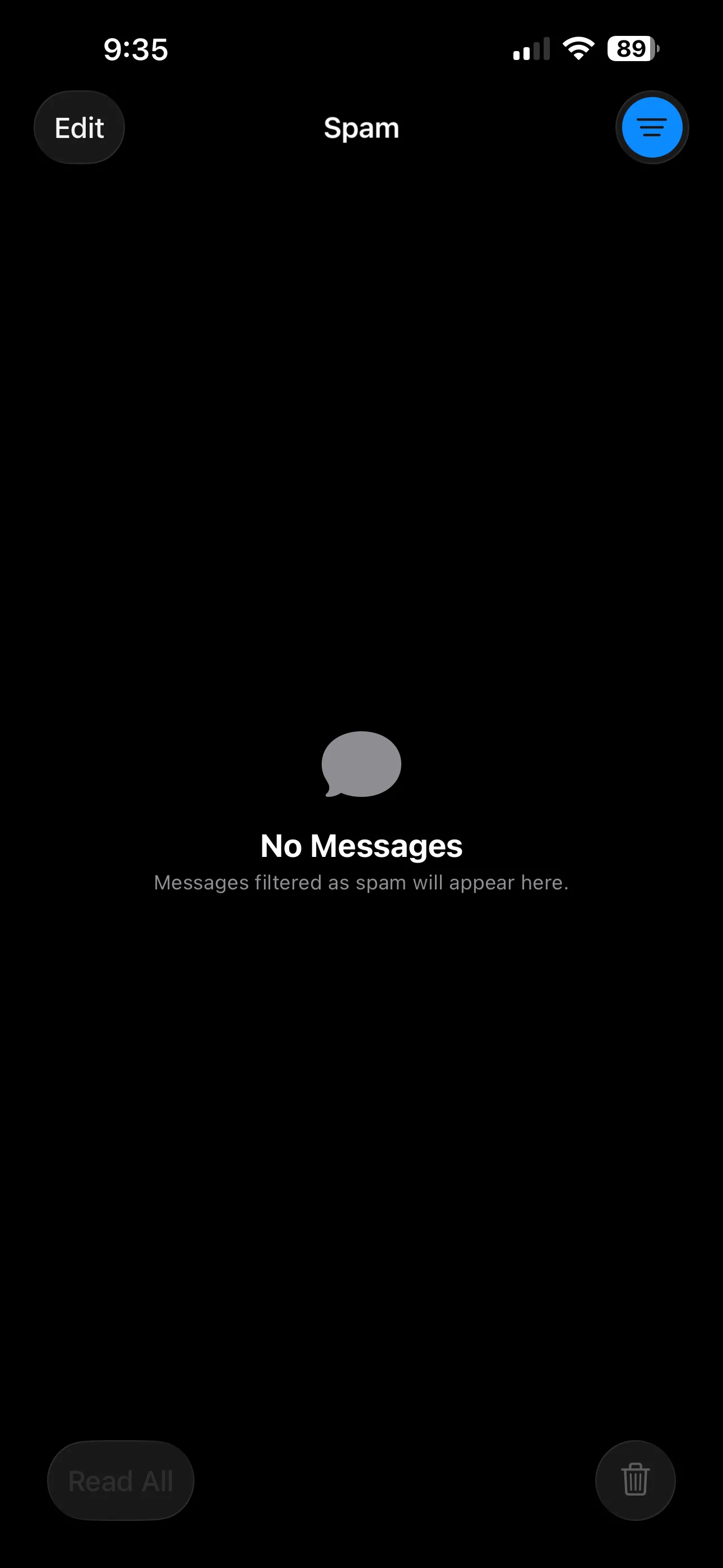 Thẻ tin nhắn rác trong ứng dụng Tin nhắn trên iOS 26