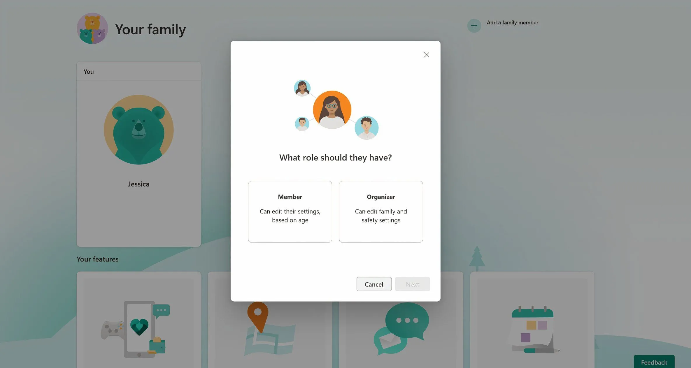 Thêm thành viên vào nhóm gia đình Microsoft Family Safety