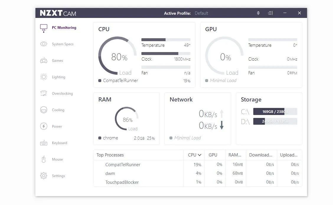 Theo dõi nhiệt độ CPU và GPU trên máy tính Windows 10 bằng phần mềm NZXT CAM