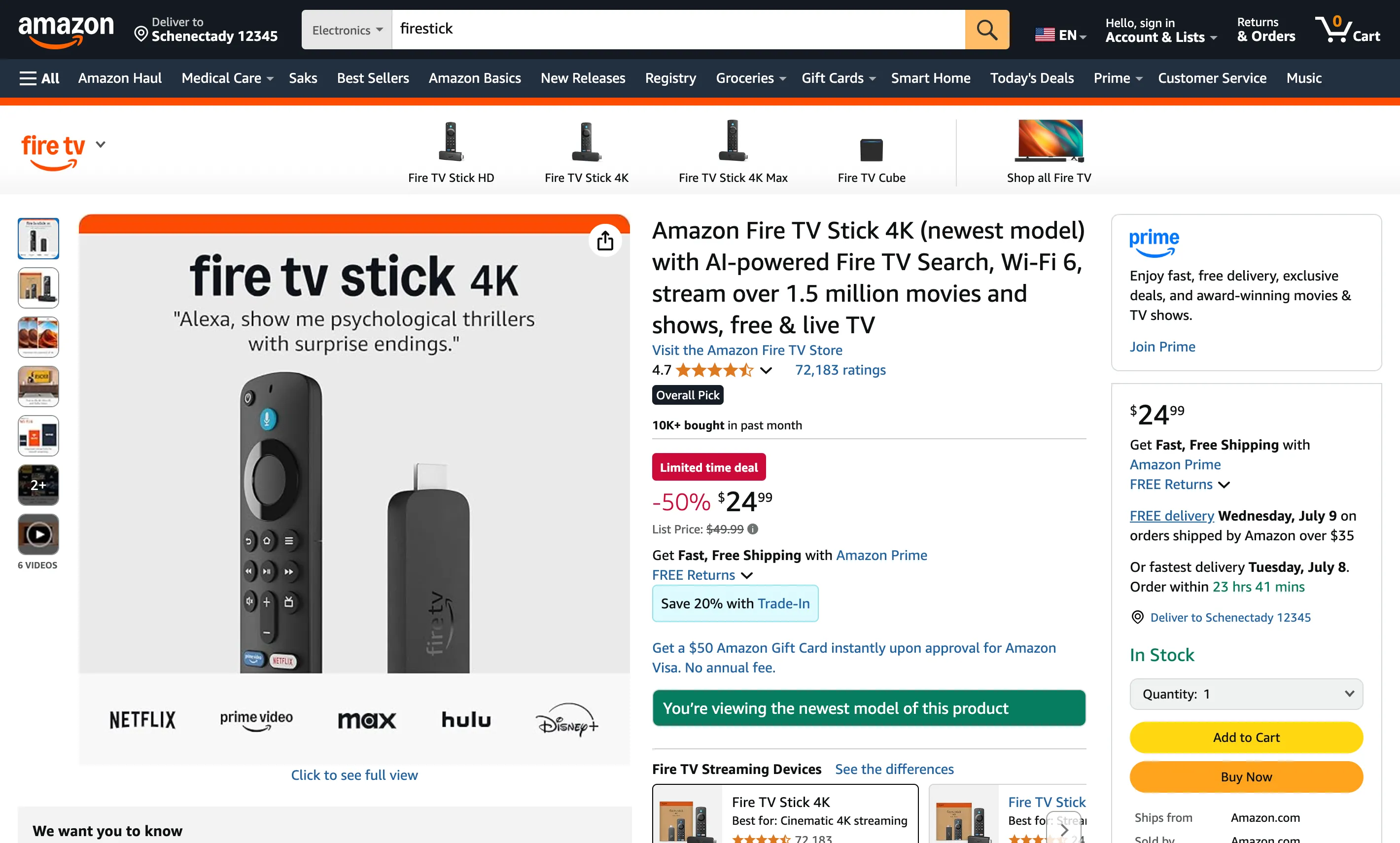 Thiết bị Amazon Fire TV Stick 4K hiển thị các tính năng chính và thông số kỹ thuật