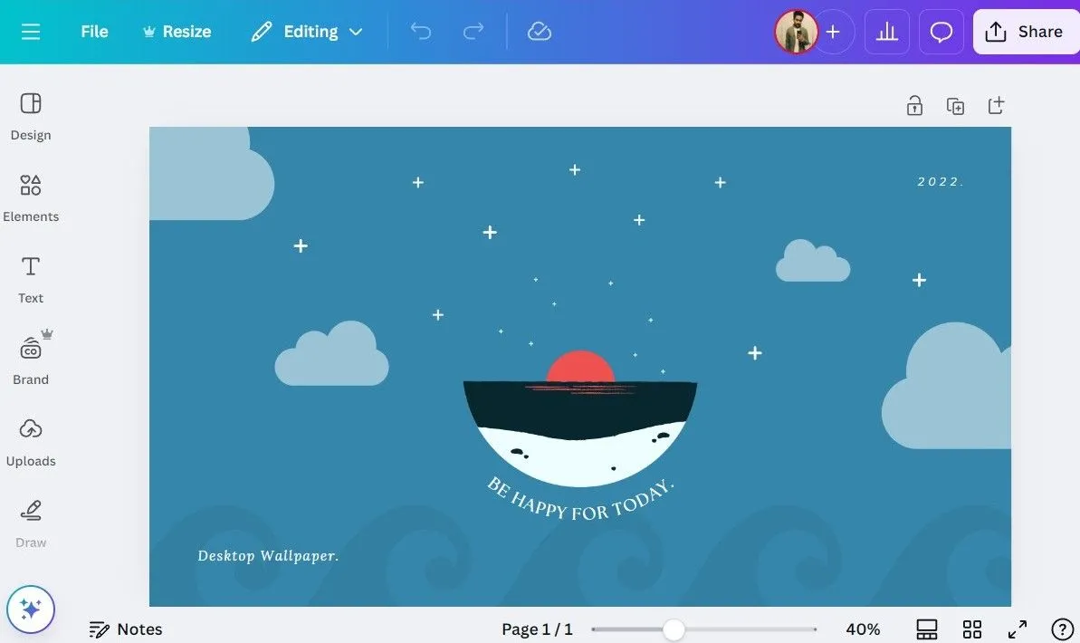 Thiết kế hình nền trong ứng dụng Canva trên máy tính