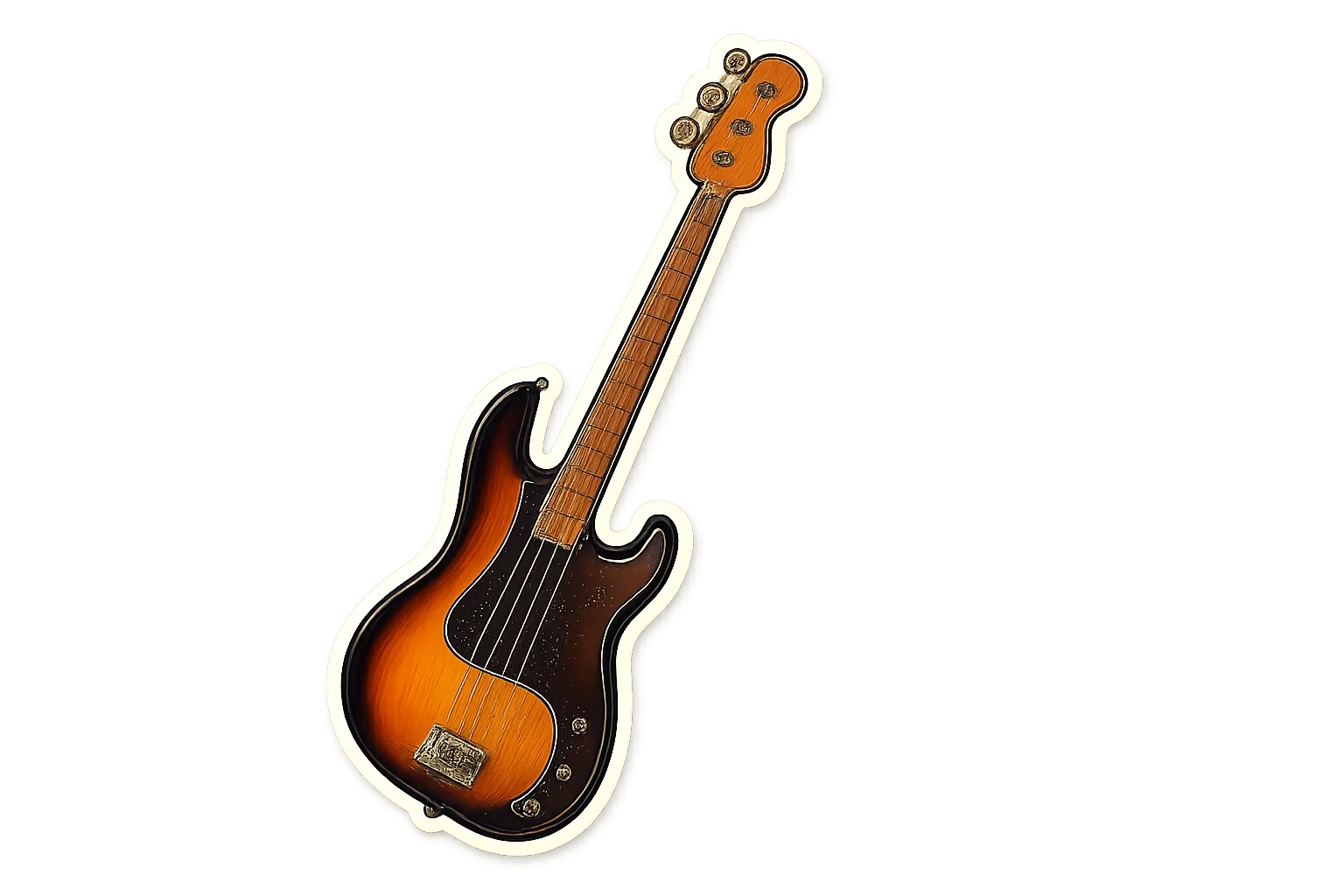 Thiết kế sticker cắt dán hình đàn guitar bass điện sắc nét từ AI