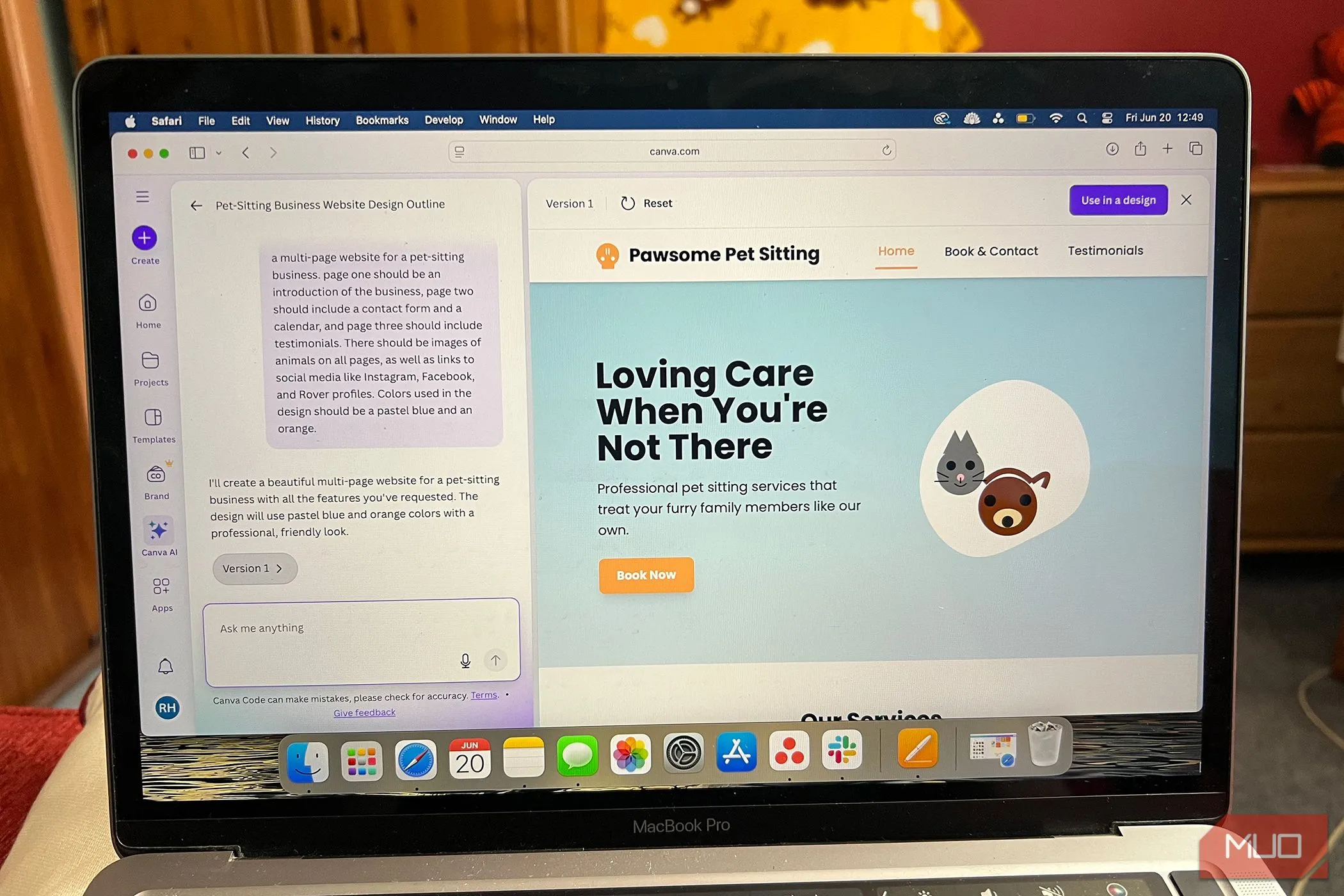 Thiết kế website được tạo bởi Canva Codes