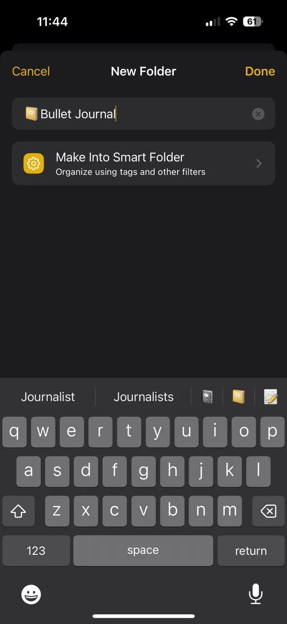 Thiết lập cấu trúc thư mục Bullet Journal trong ứng dụng Apple Notes
