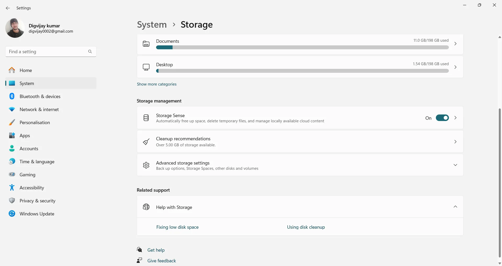 Thiết lập Storage Sense trên Windows 11 để quản lý dung lượng