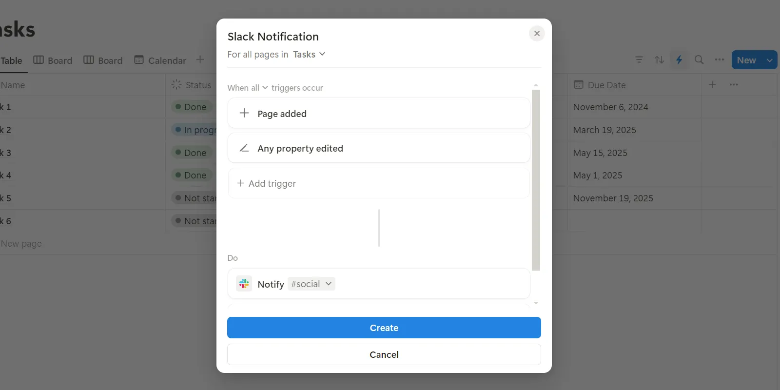 Thiết lập tự động hóa để gửi thông báo Notion đến kênh Slack.