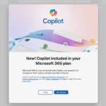 Thông báo cập nhật Copilot trong giao diện ứng dụng Microsoft Word