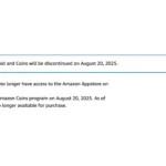 Thông báo chính thức từ Amazon về việc ngừng hoạt động Appstore trên thiết bị Android vào tháng 8 năm 2025