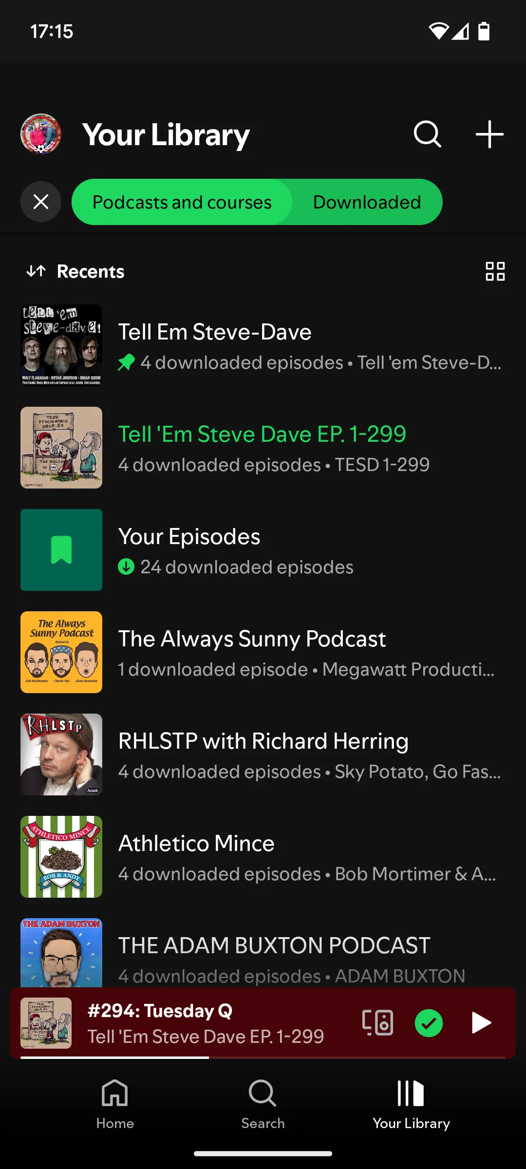 Thư viện podcast đã tải xuống trên ứng dụng Spotify để nghe ngoại tuyến