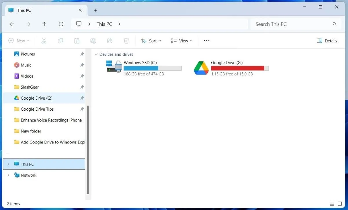 Tích hợp Google Drive trong File Explorer của Windows 11