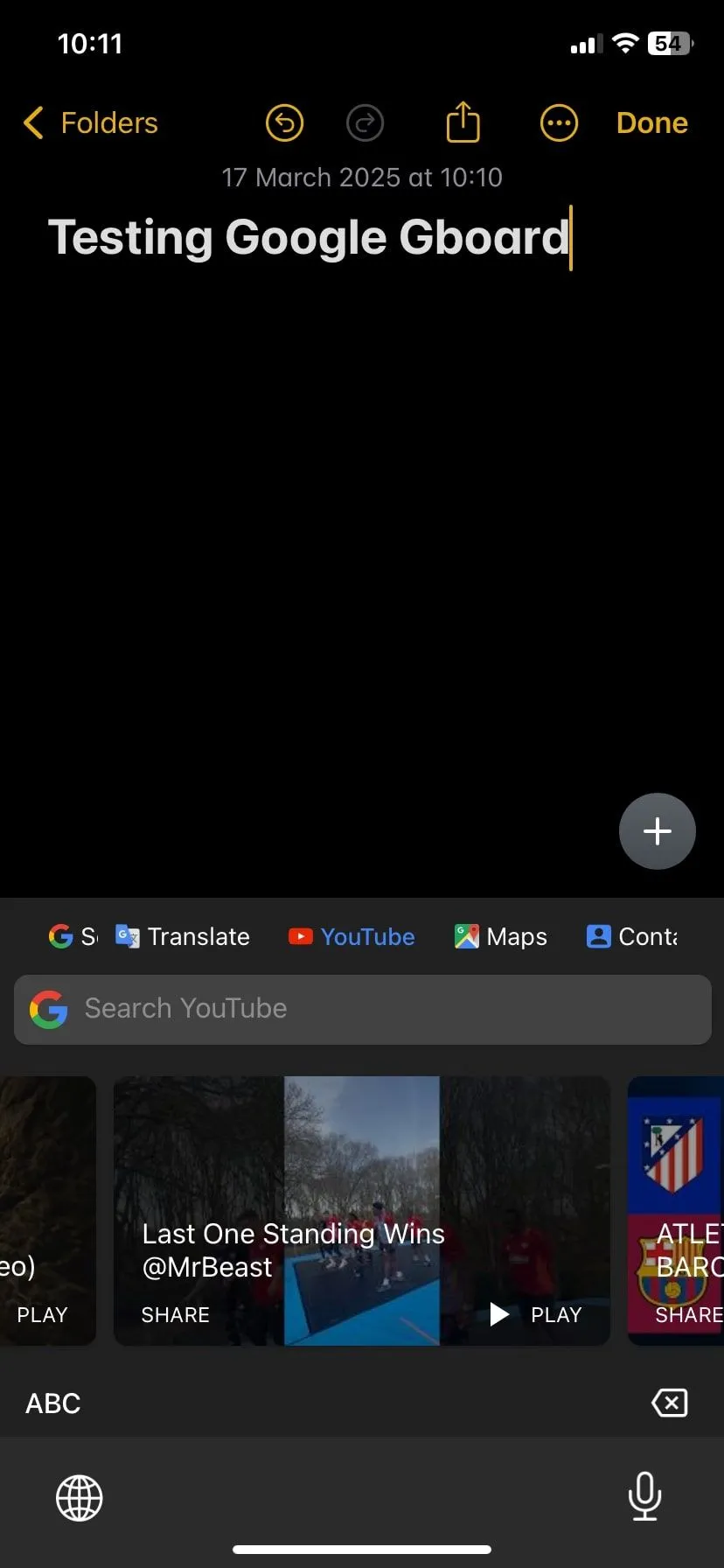 Tiện ích mở rộng YouTube trên Gboard hiển thị các video gợi ý