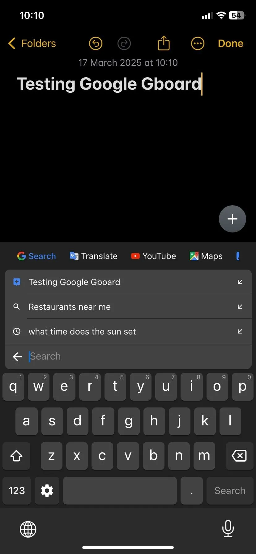 Tìm kiếm trên Gboard hiển thị các gợi ý