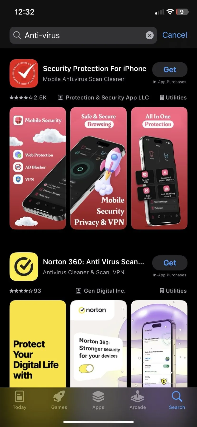 Tìm kiếm ứng dụng diệt virus trên App Store