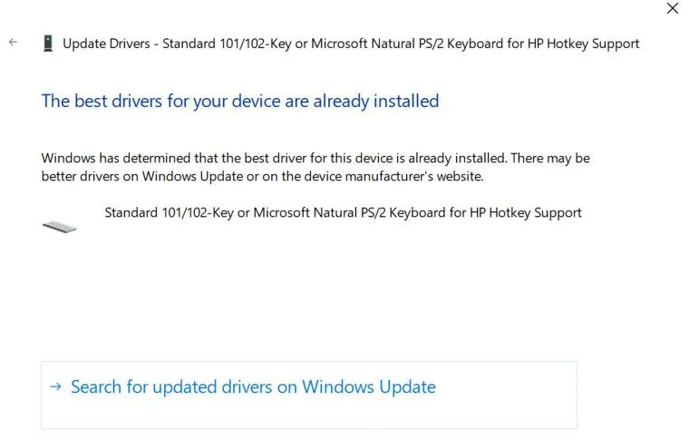 Tìm kiếm và cập nhật driver bàn phím qua Windows Update để sửa lỗi bàn phím chậm