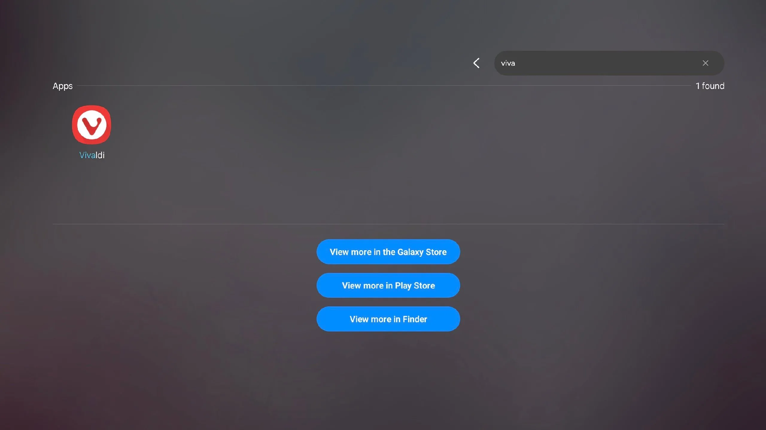 Tìm kiếm Vivaldi trong Samsung DeX