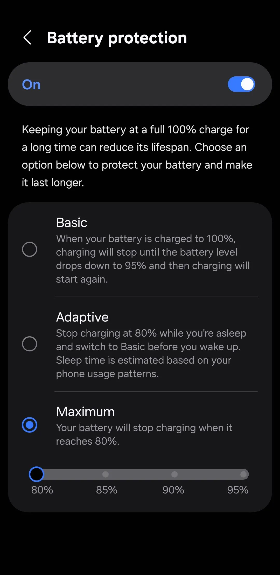 Tính năng bảo vệ pin của điện thoại Samsung Galaxy trong One UI 7