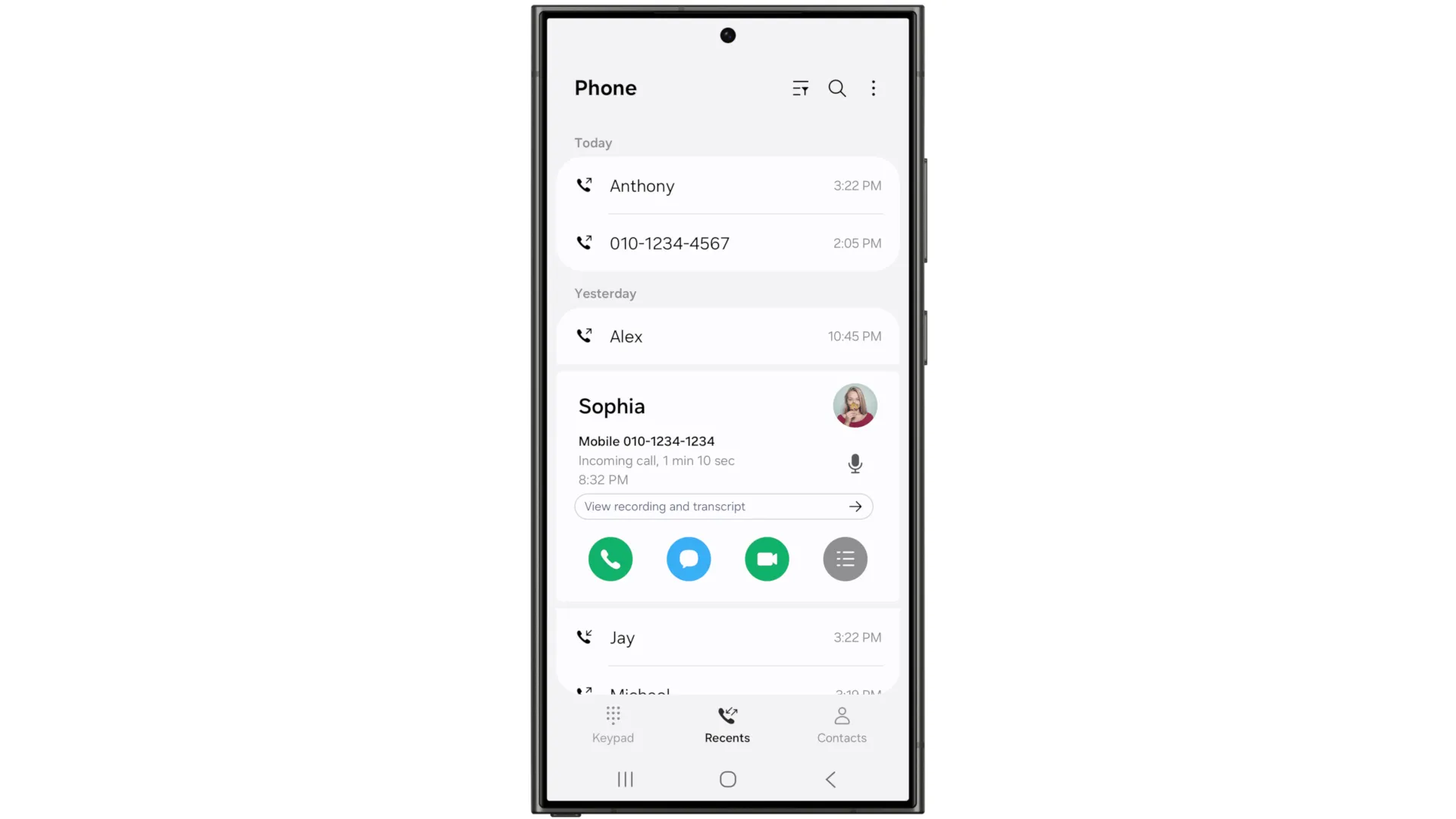 Tính năng ghi âm cuộc gọi và tạo bản ghi trên One UI 7.