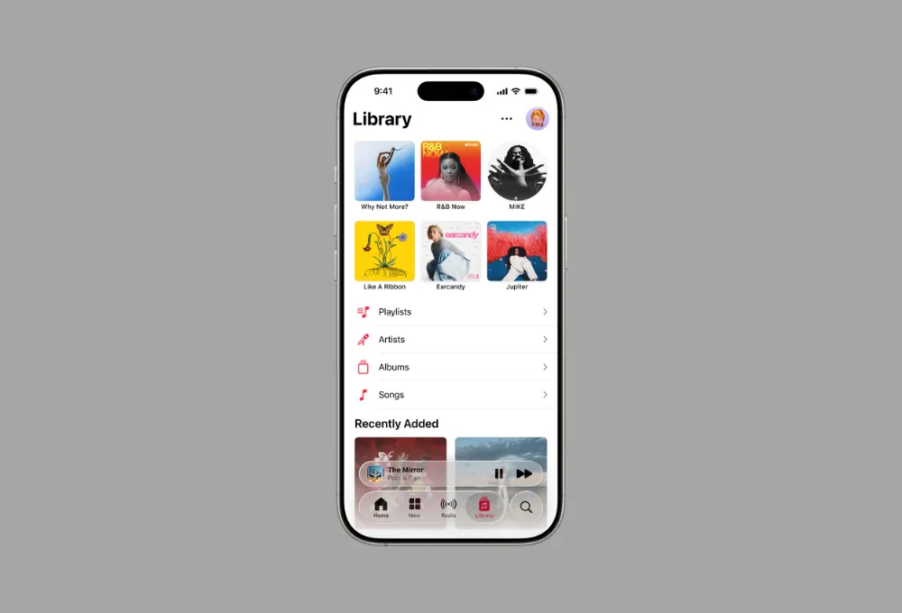 Tính năng Ghim nhạc yêu thích trên giao diện Thư viện của Apple Music
