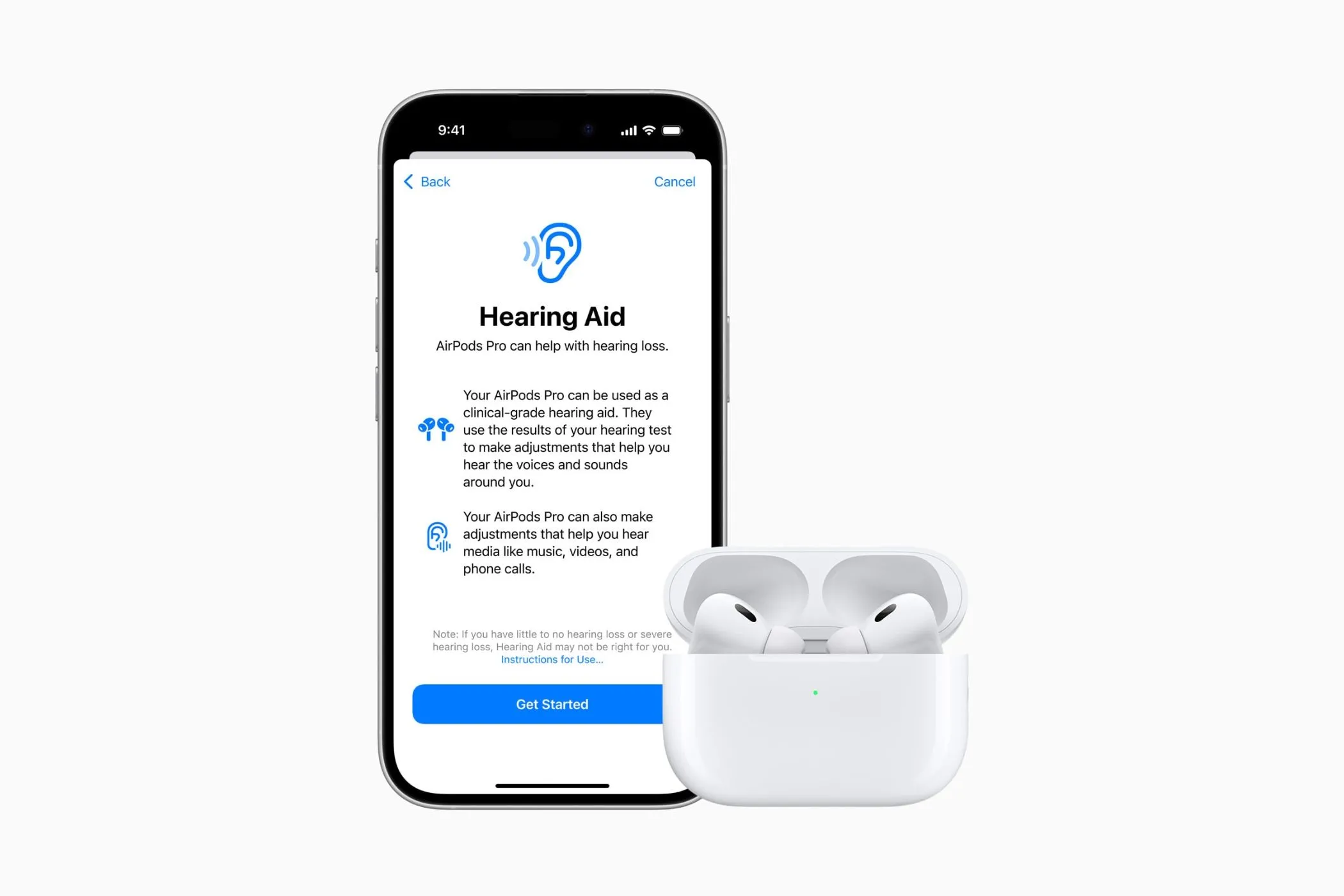 Tính năng hỗ trợ thính giác trên AirPods Pro 2 hiển thị trên iPhone