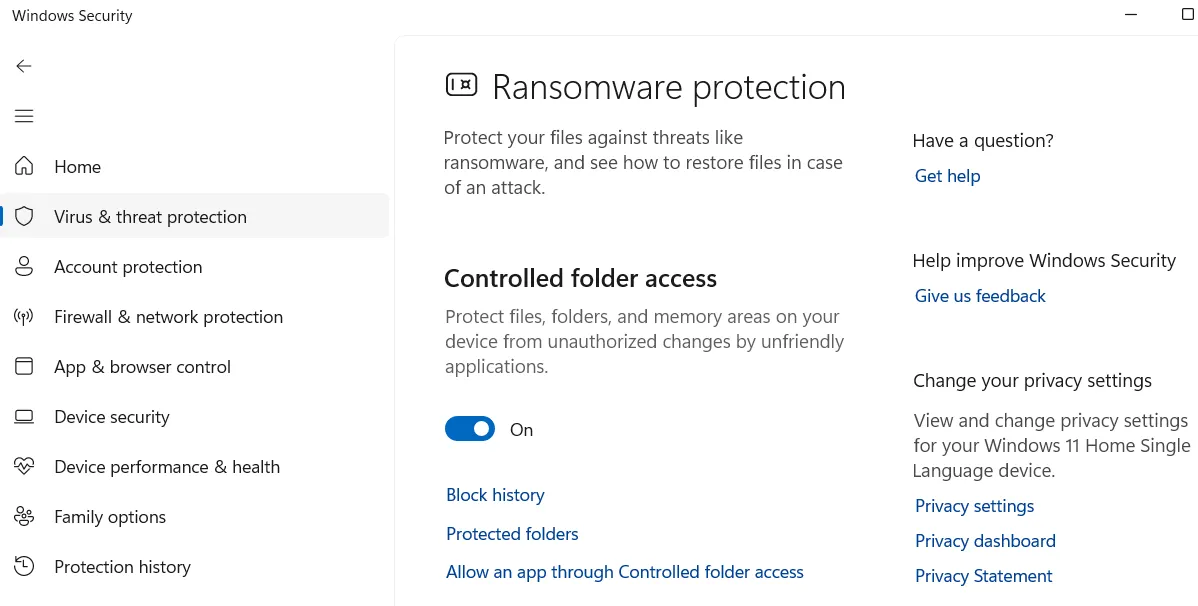 Tính năng kiểm soát truy cập thư mục (Controlled Folder Access) trong Bảo mật Windows để chống ransomware