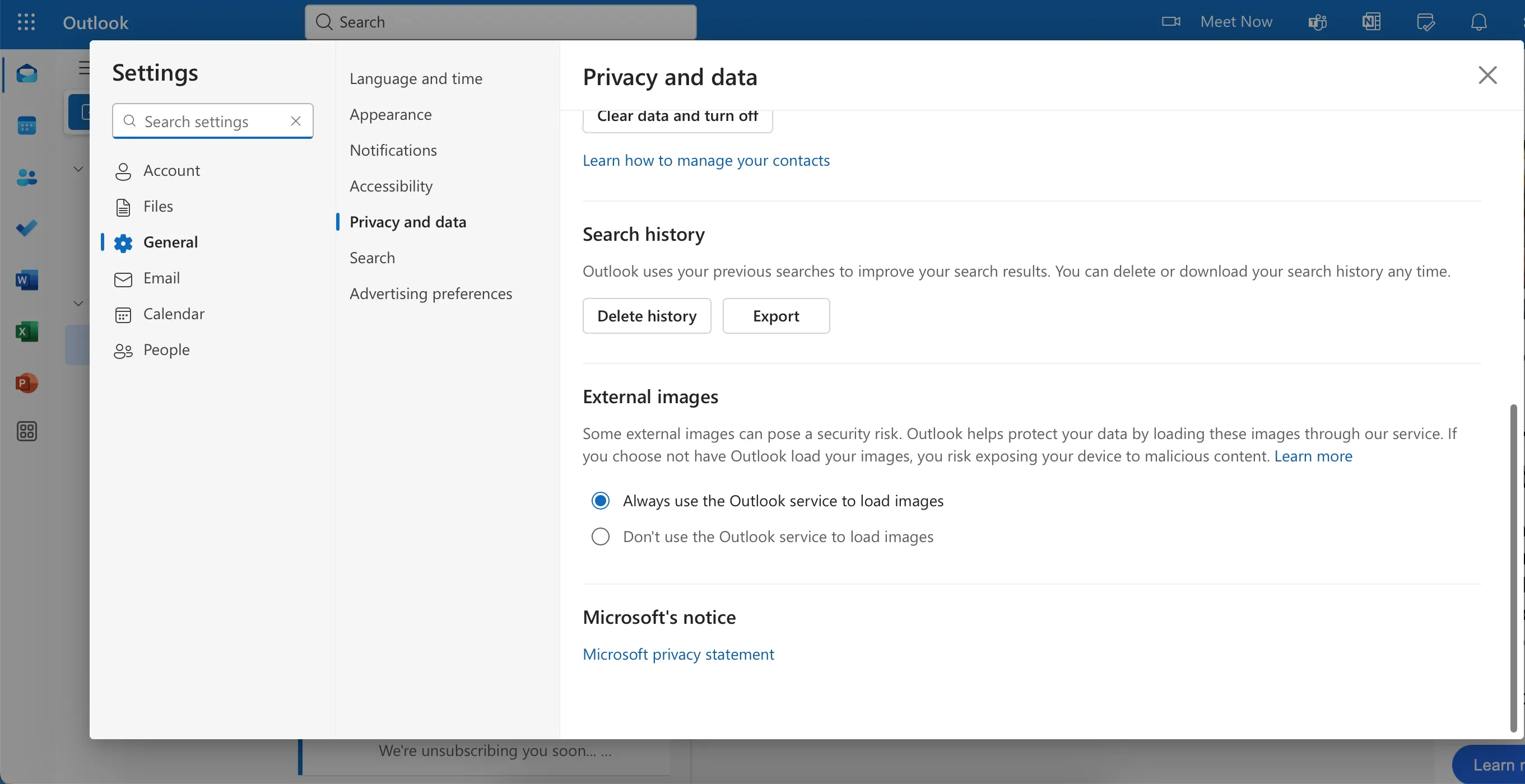 Tính năng Tải ảnh bên ngoài trong Outlook