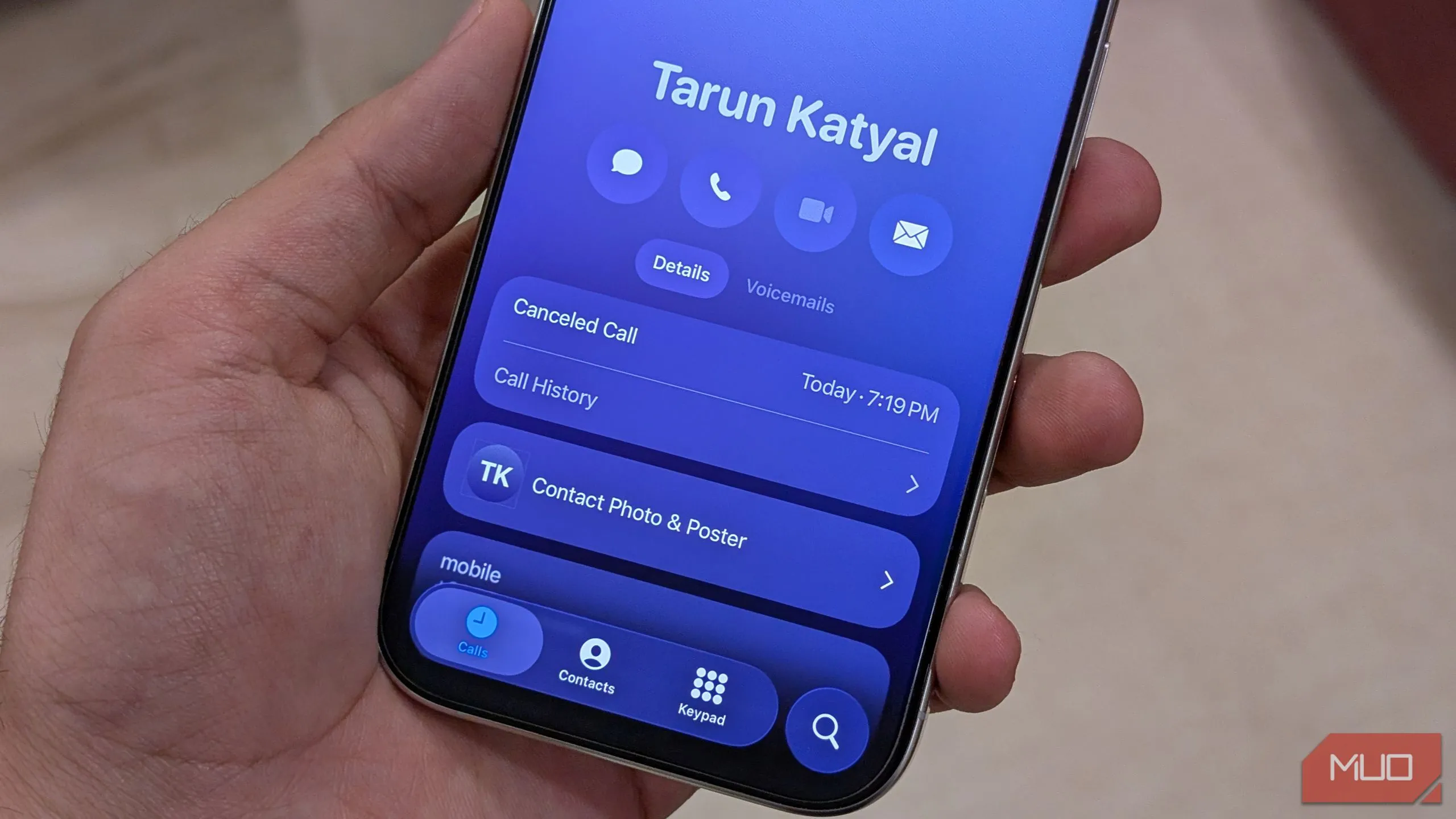 Tính năng xem lịch sử cuộc gọi của một liên hệ cụ thể trên iPhone chạy iOS 26