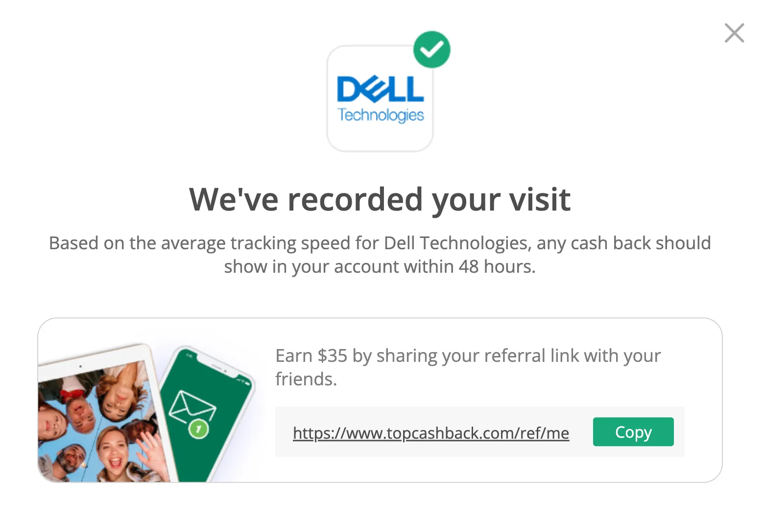 TopCashback hiển thị tùy chọn hoàn tiền cashback khi mua sắm tại Dell