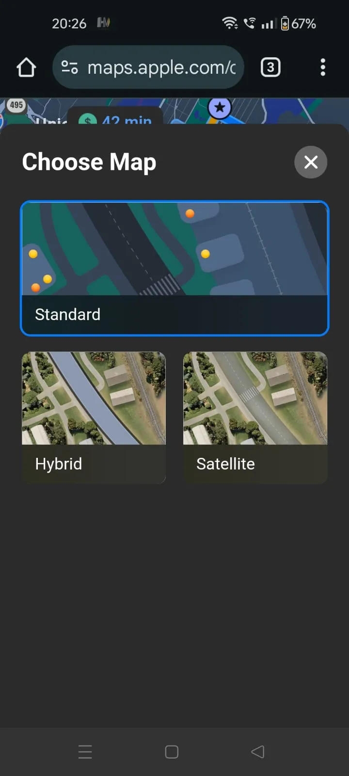 Trải nghiệm Apple Maps web: Các chế độ xem vệ tinh và hỗn hợp