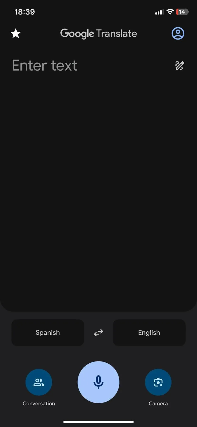 Trang chủ ứng dụng Google Translate