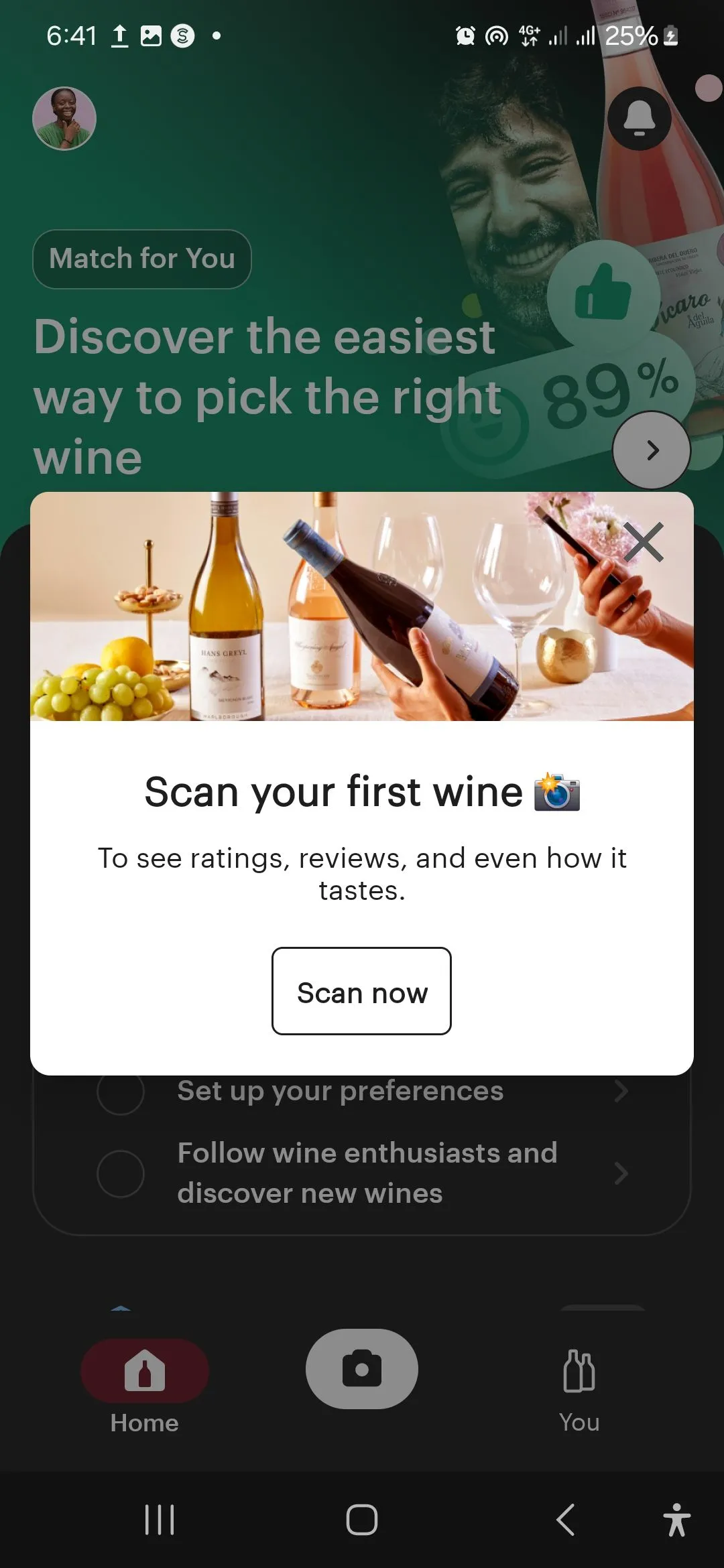 Trang chủ ứng dụng Vivino trên điện thoại di động