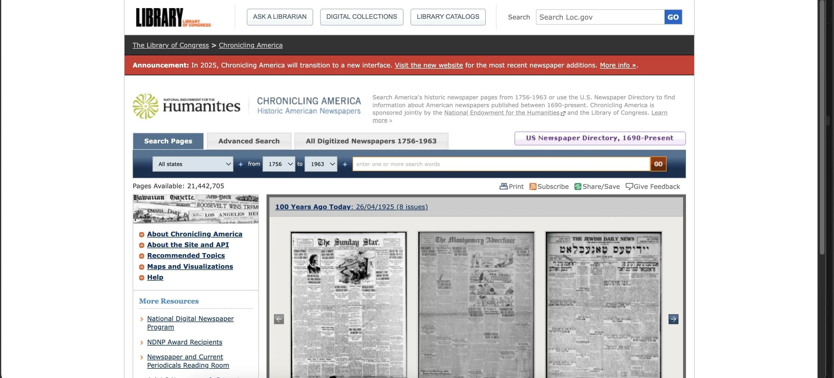 Trang web Chronicling America hiển thị tài liệu lịch sử