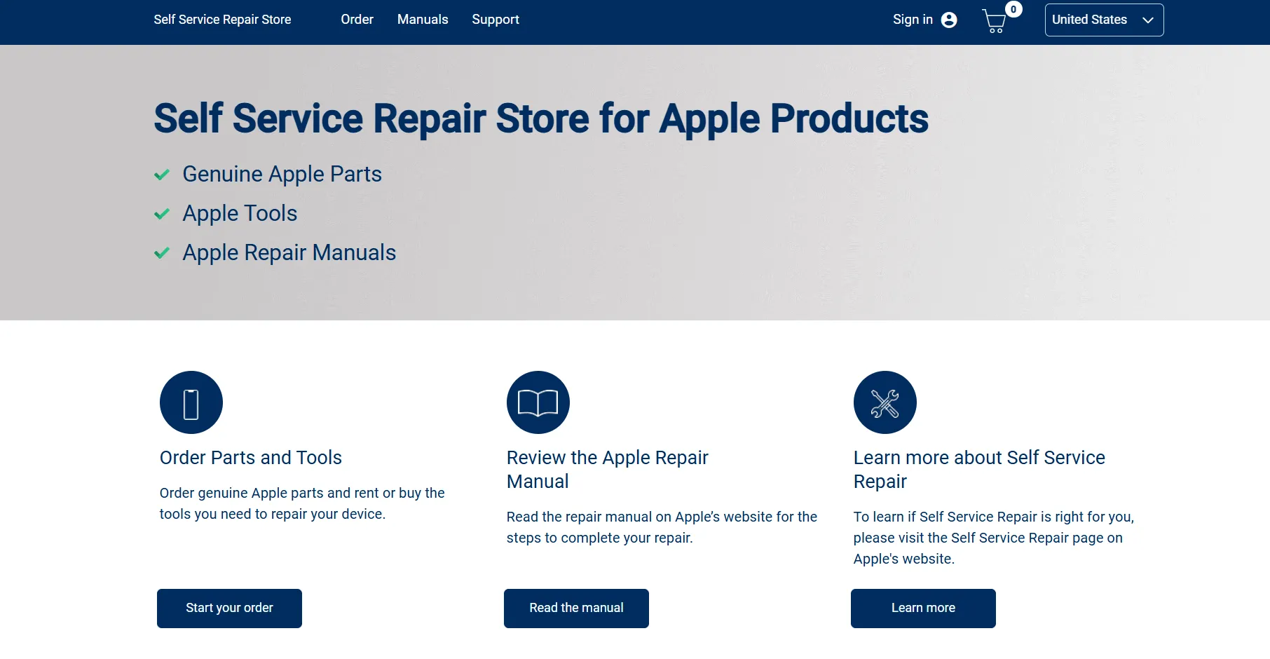 Trang web đặt linh kiện tự sửa chữa iPad chính hãng Apple