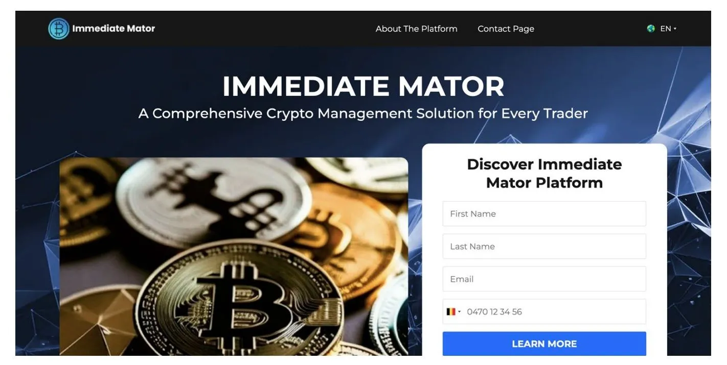 Trang web lừa đảo đầu tư Nomani AI giả mạo Immediate Mator