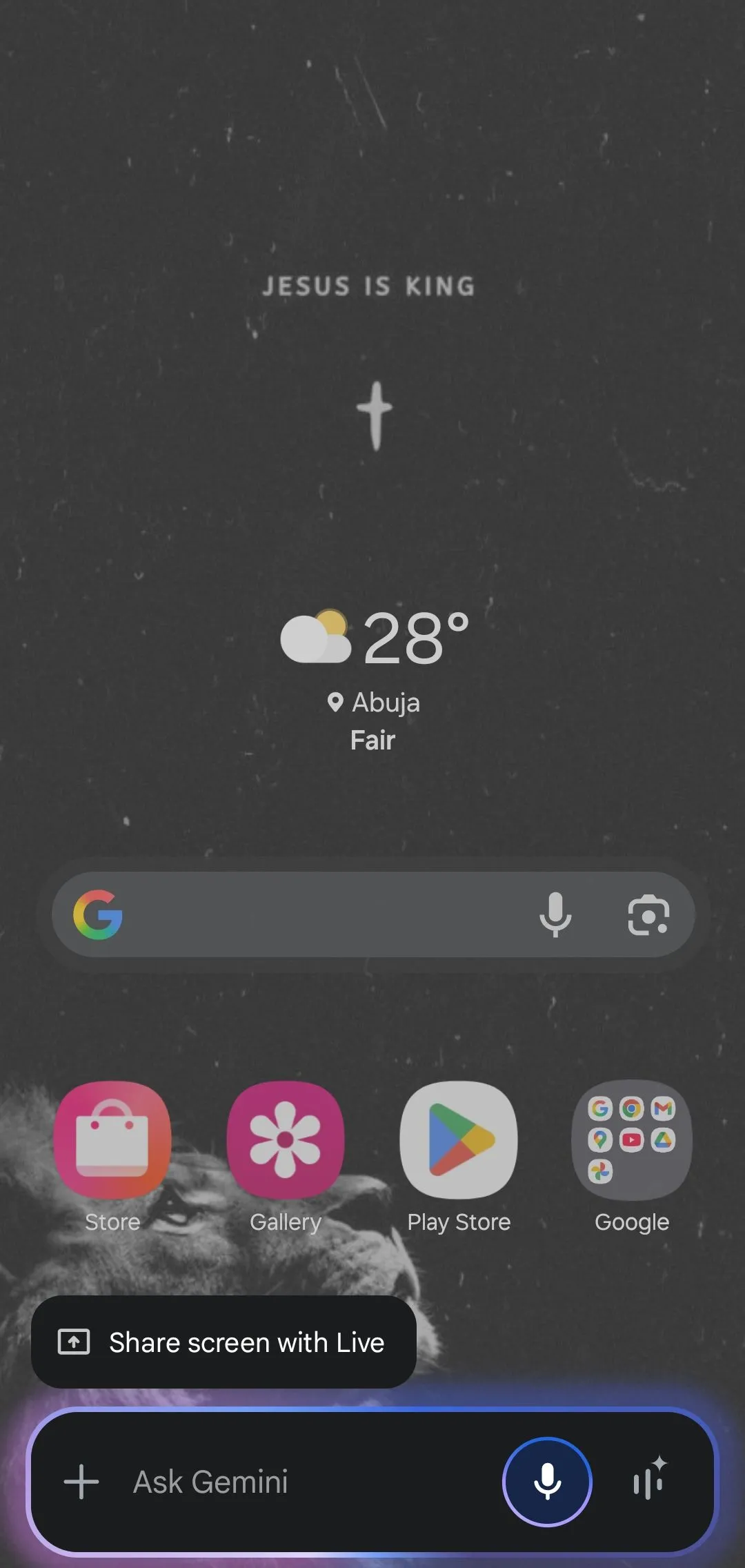 Trợ lý AI Gemini của Google hiển thị trên màn hình chính của thiết bị di động.
