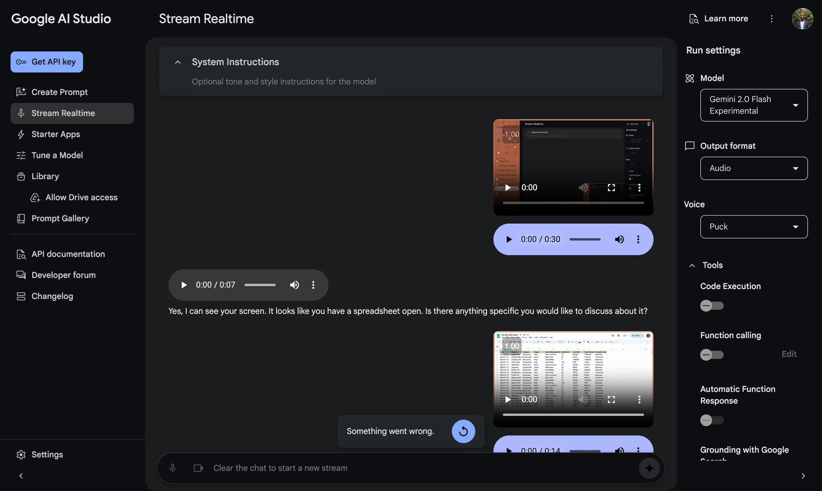 Tương tác trực tiếp với Gemini bằng tính năng Stream Realtime trong AI Studio