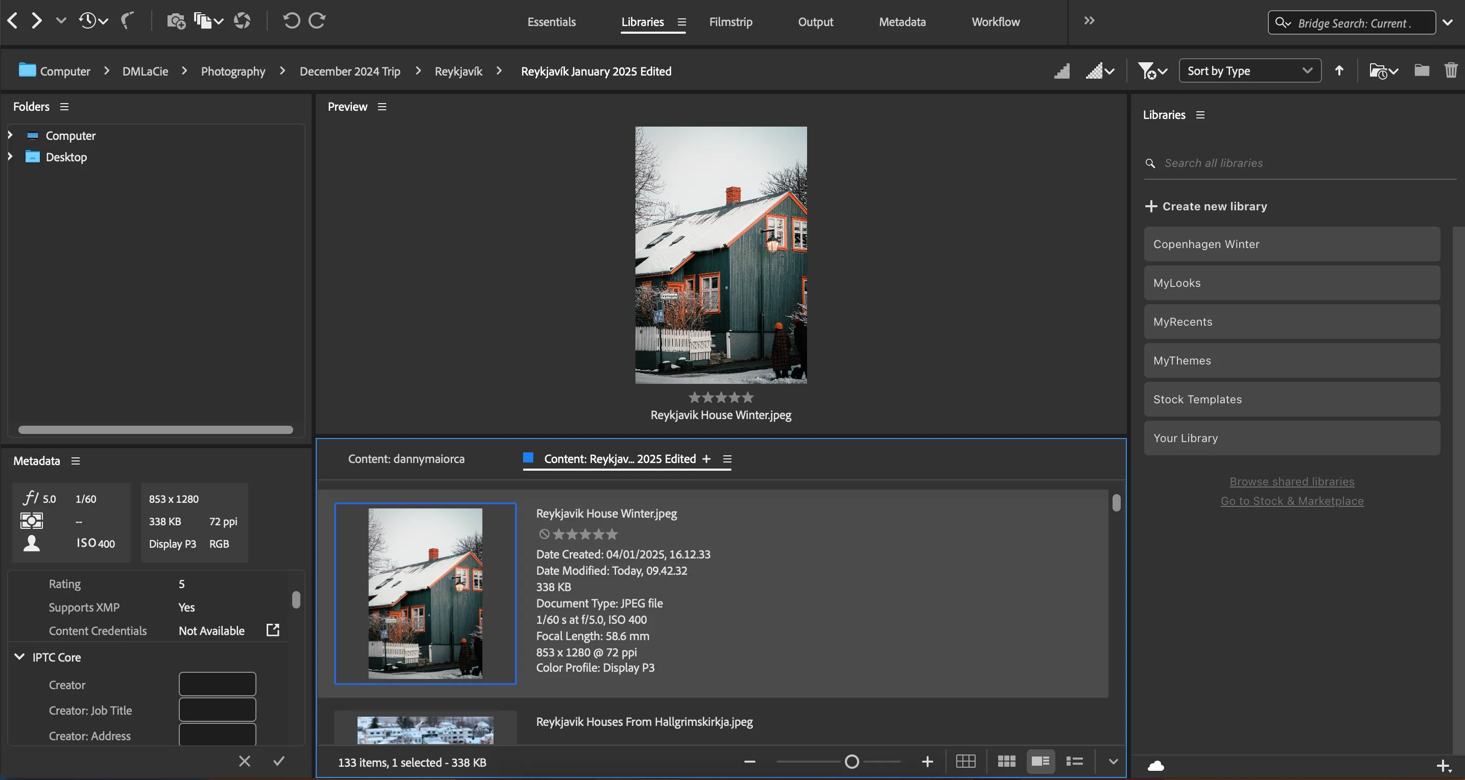 Tùy chỉnh kích thước hình thu nhỏ trong giao diện Adobe Bridge