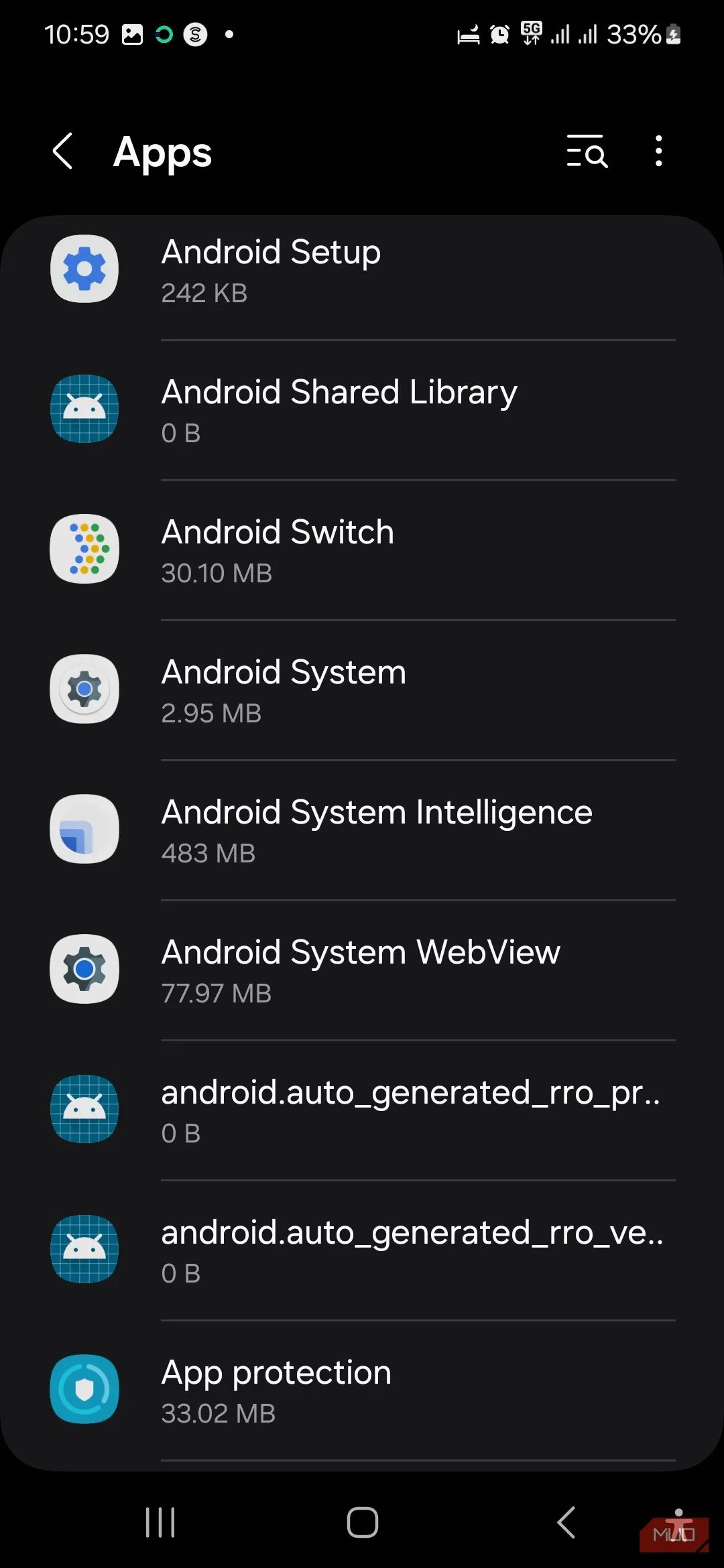 Tùy chọn buộc dừng Hệ thống Android (Android System) trong danh sách ứng dụng