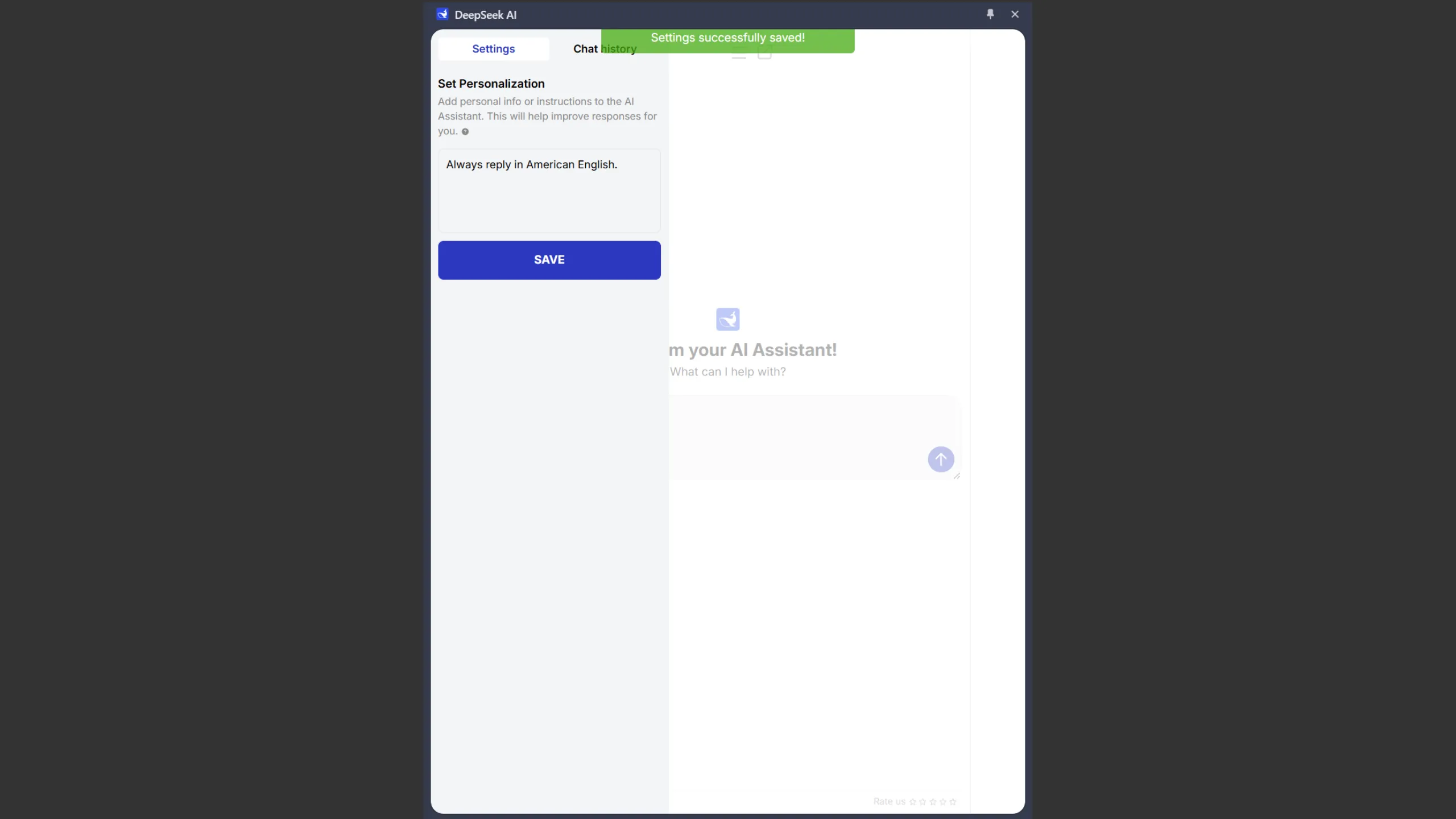 Tùy chọn cá nhân hóa trên tiện ích mở rộng DeepSeek AI của deepseekai.works