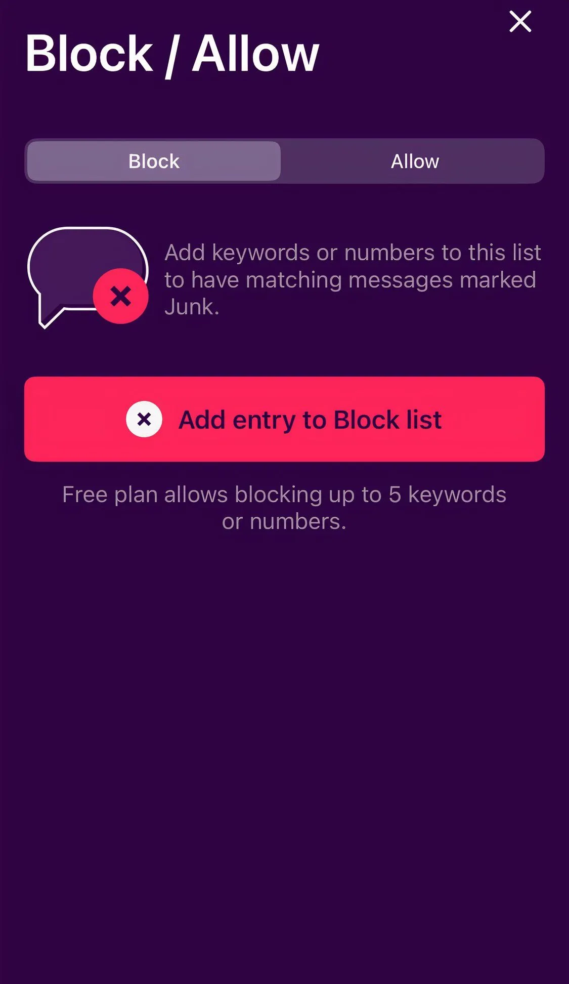 Tùy chọn cho phép hoặc chặn tin nhắn bằng ứng dụng TextKiller