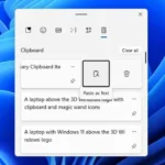Tùy chọn dán dưới dạng văn bản trong lịch sử Clipboard Windows 11