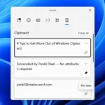 Tùy chọn ghim mục trong lịch sử Clipboard Windows 11