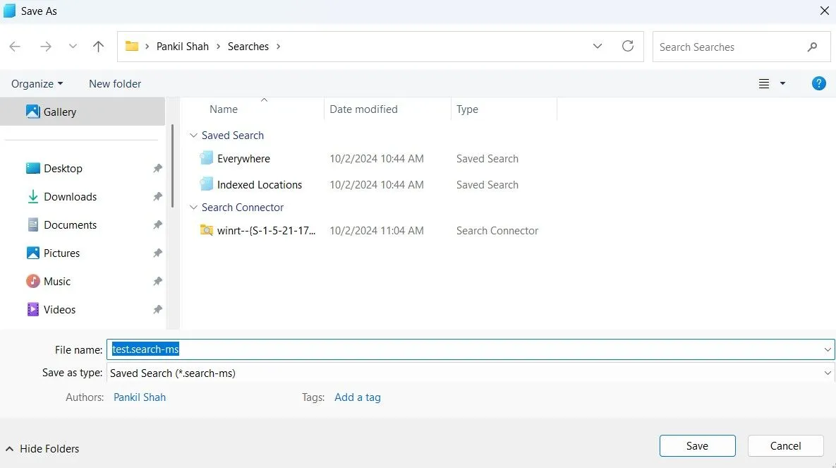 Tùy chọn Lưu tìm kiếm (Save search) giúp người dùng File Explorer Windows dễ dàng truy cập lại các truy vấn đã thiết lập.