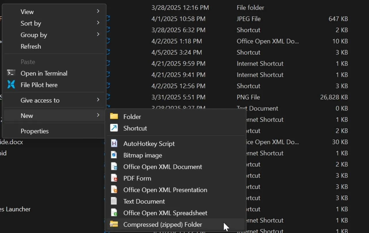 Tùy chọn nén tệp vào kho lưu trữ trong File Explorer trên Windows 11