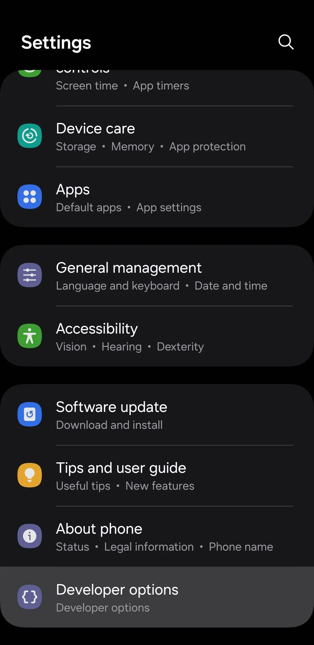 Tùy chọn nhà phát triển trên điện thoại Android, cho phép người dùng kiểm soát hoạt động ứng dụng nền.