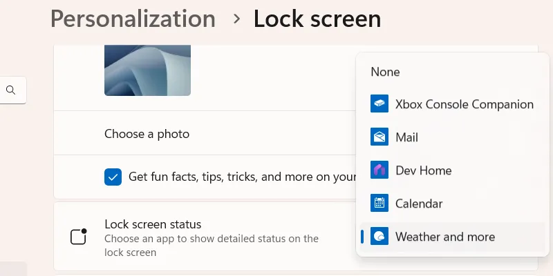 Tùy chọn tắt thông tin, mẹo và quảng cáo trên màn hình khóa Windows 11